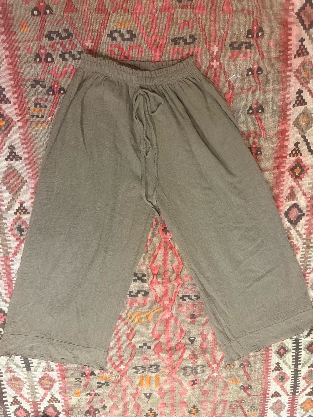 Indigo Luna Store Olive Green Ribbed Wide-Leg Pants